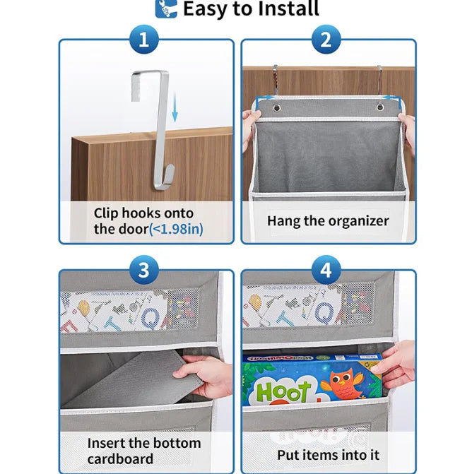 5-Shelf Over-Door Hanging Organizer — Anti-Tilt, 44 lb Capacity, Mesh Pockets