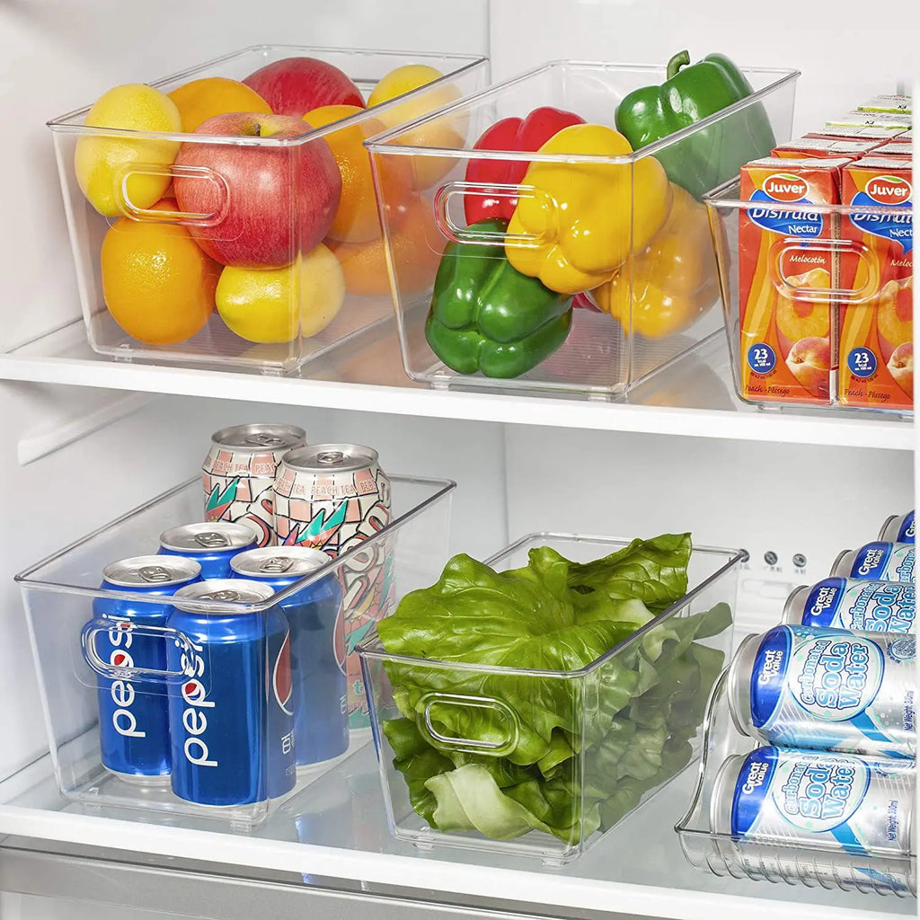 Clear Acrylic Fridge & Pantry Organizer Bins — Stackable, Multipurpose