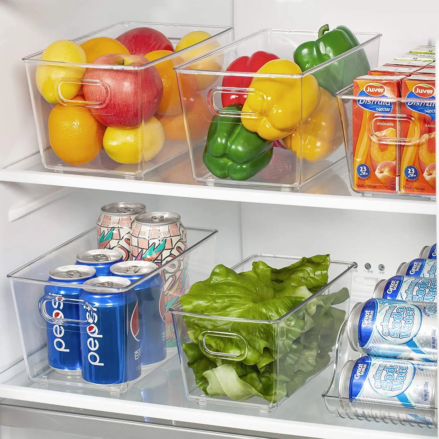 Clear Acrylic Fridge & Pantry Organizer Bins — Stackable, Multipurpose