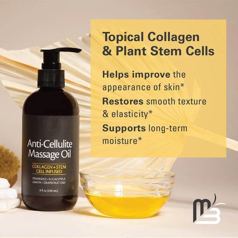 M3 Naturals Cellulite Massage Oil — 8oz Body & Skin Care with Topical Collagen