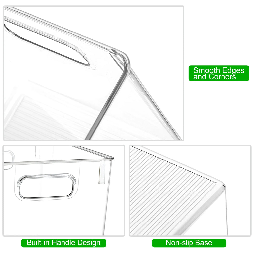Clear Acrylic Fridge & Pantry Organizer Bins — Stackable, Multipurpose