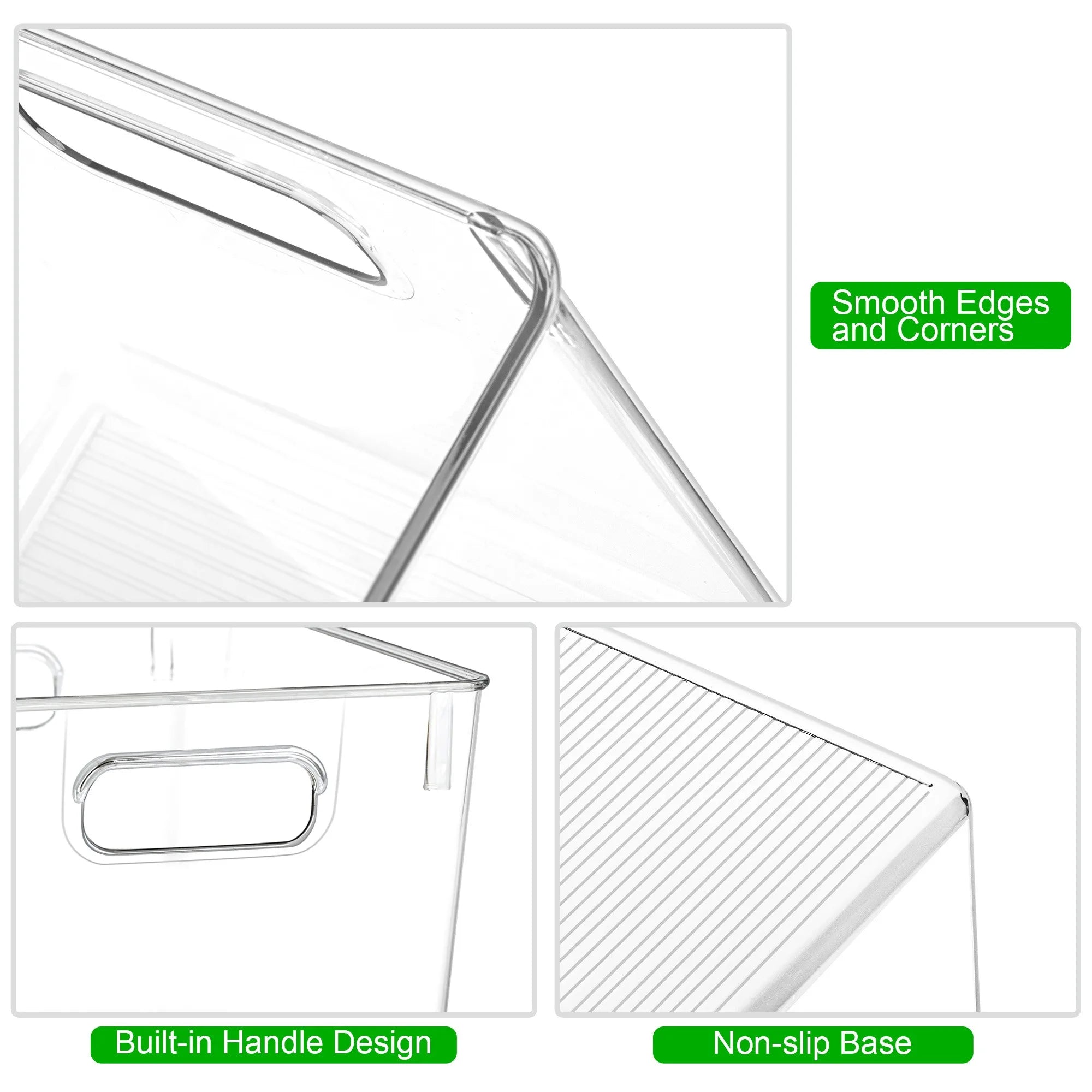 Clear Acrylic Fridge & Pantry Organizer Bins — Stackable, Multipurpose