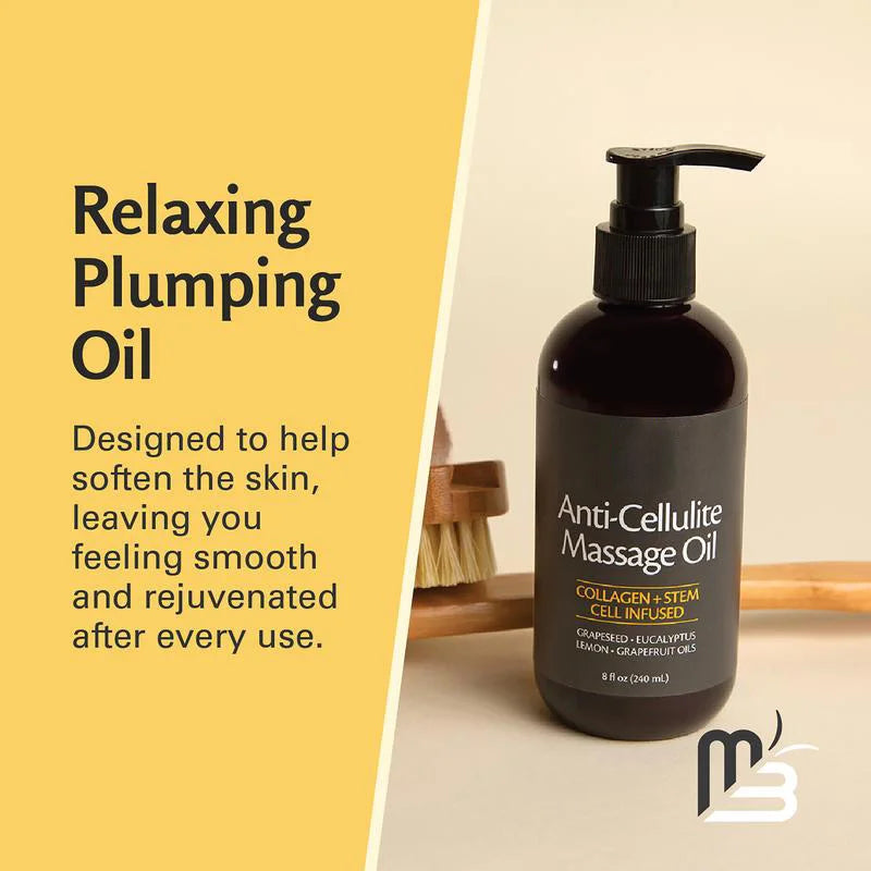 M3 Naturals Cellulite Massage Oil — 8oz Body & Skin Care with Topical Collagen