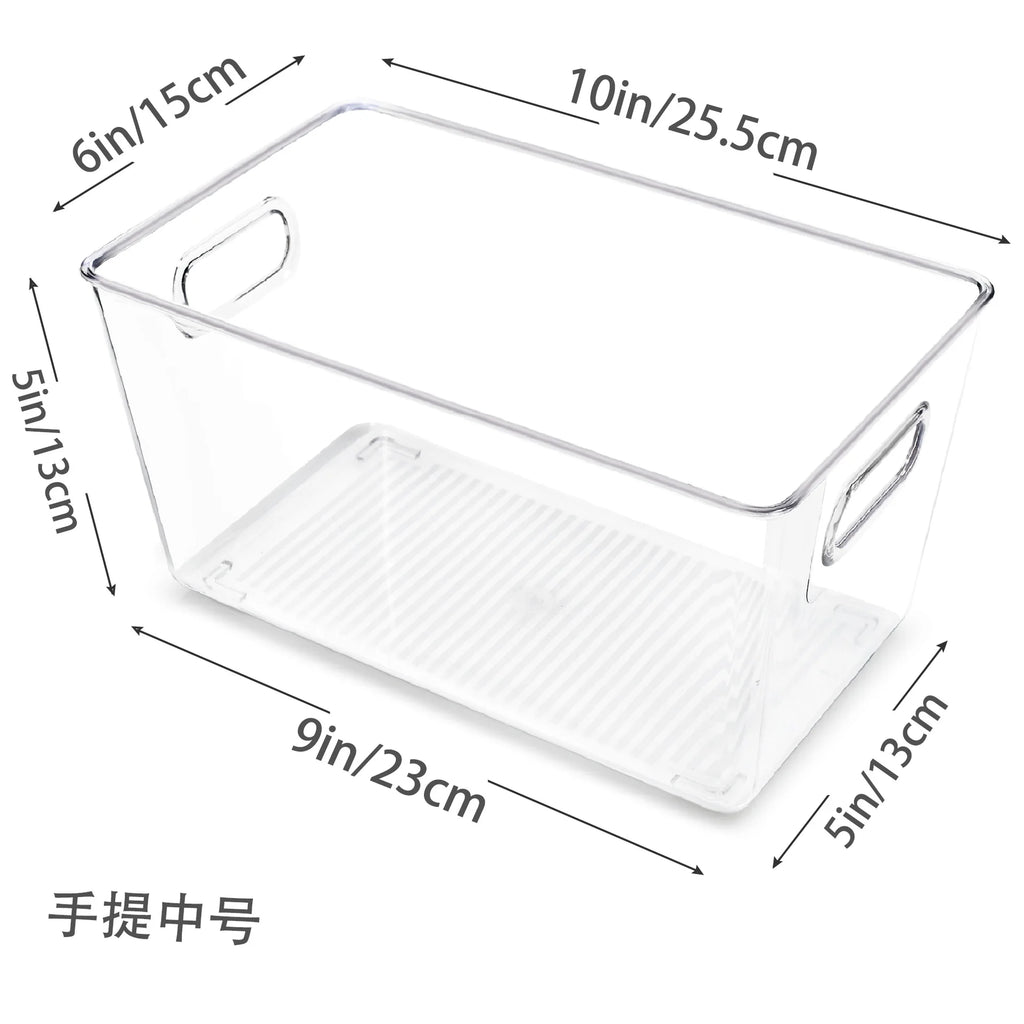Clear Acrylic Fridge & Pantry Organizer Bins — Stackable, Multipurpose