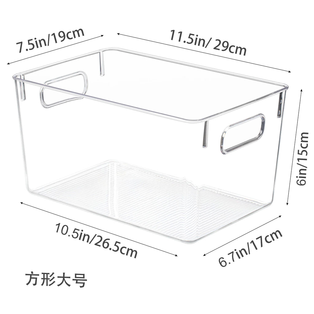 Clear Acrylic Fridge & Pantry Organizer Bins — Stackable, Multipurpose