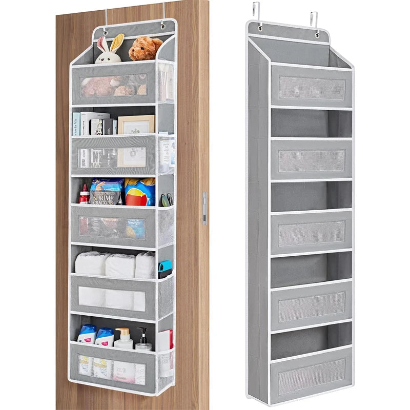 5-Shelf Over-Door Hanging Organizer — Anti-Tilt, 44 lb Capacity, Mesh Pockets