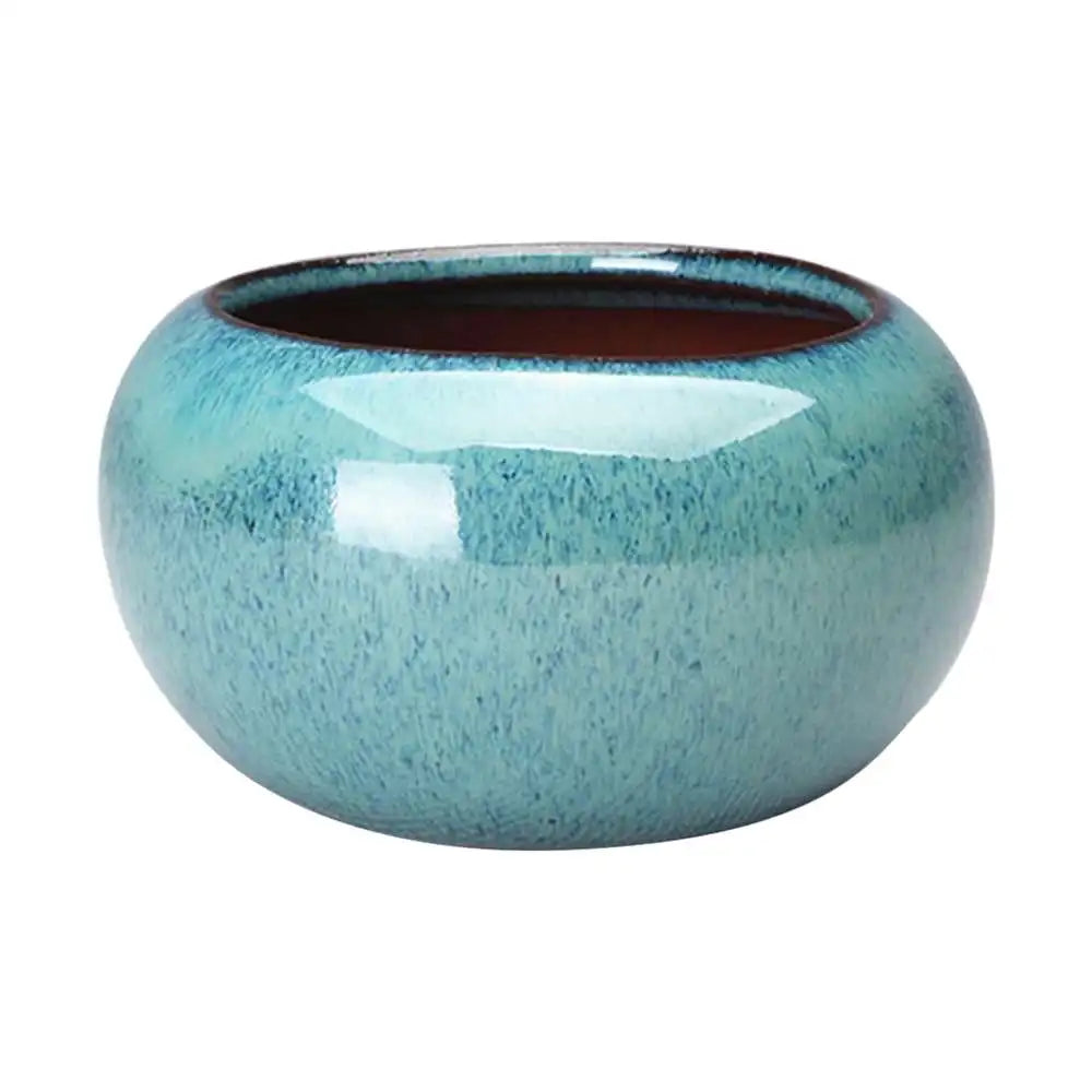 Chinese Style Bonsai Pot – Breathable Glazed Stoneware Planter with Drainage