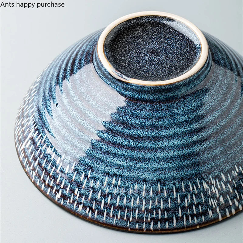 Blue Ceramic Noodle & Salad Bowl — Decorative Tableware