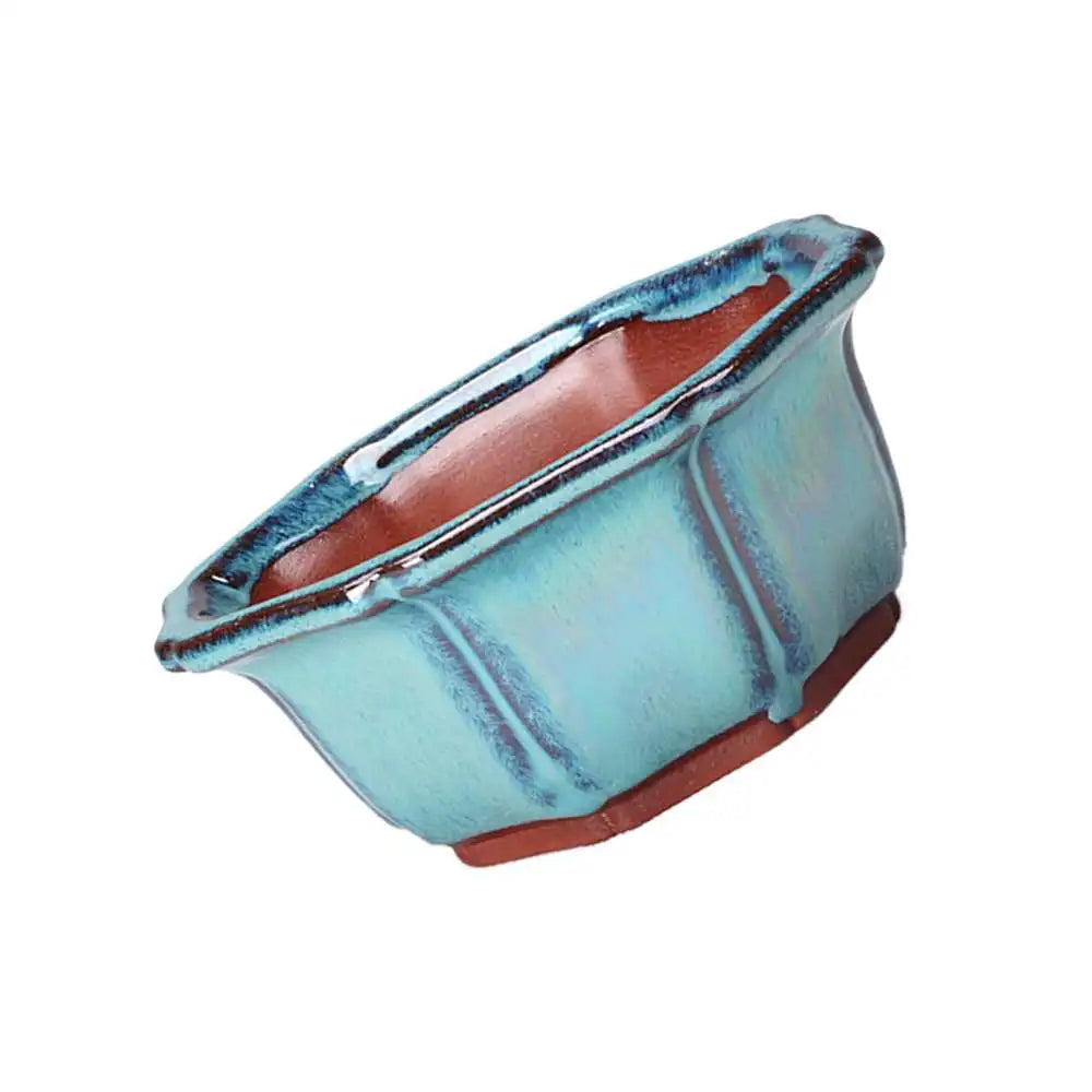Chinese Style Bonsai Pot – Breathable Glazed Stoneware Planter with Drainage