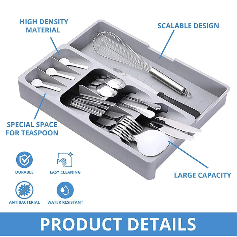 Multipurpose Cutlery Drawer Organiser — Angled Design, BPA-Free