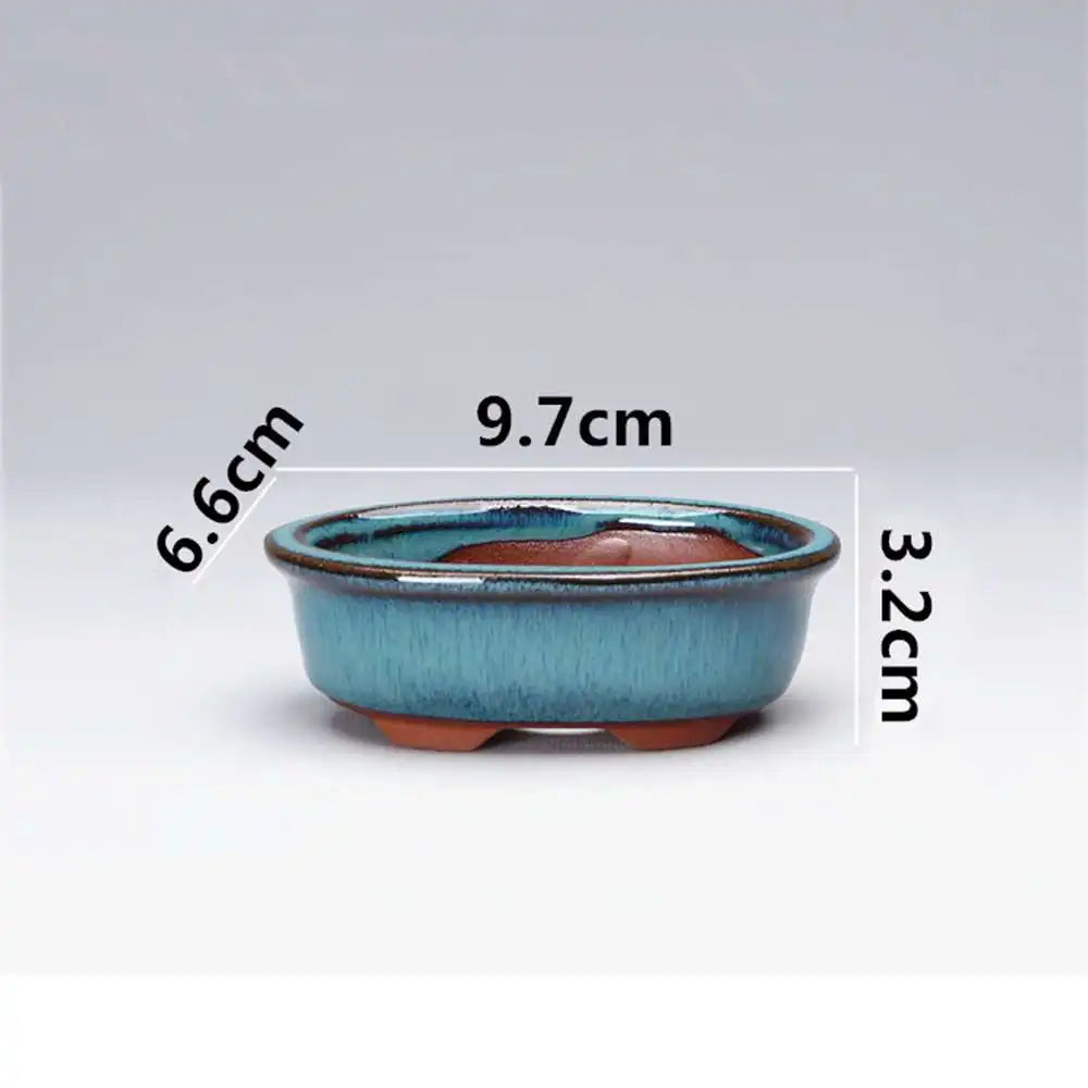 Chinese Style Bonsai Pot – Breathable Glazed Stoneware Planter with Drainage