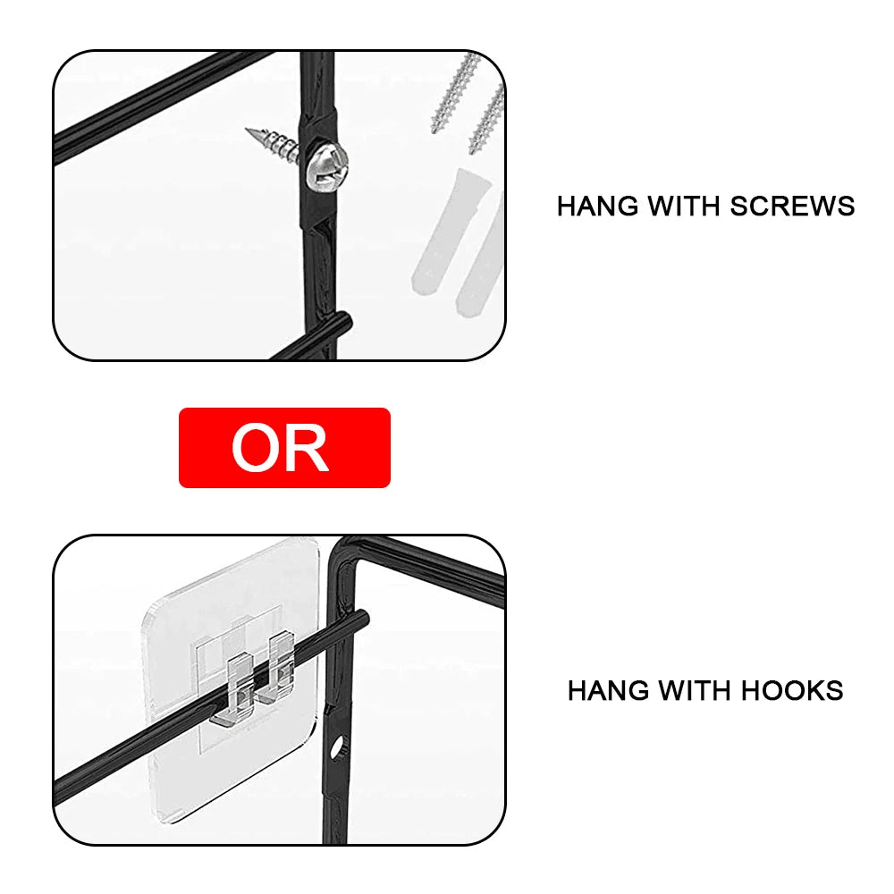 Metal Hanging Spice Rack — Wall-Mount, Drill or Adhesive, Set of 2