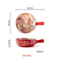 Hand-Painted Rabbit Ceramic Bowl — Underglaze, for Soup, Noodles & Salad