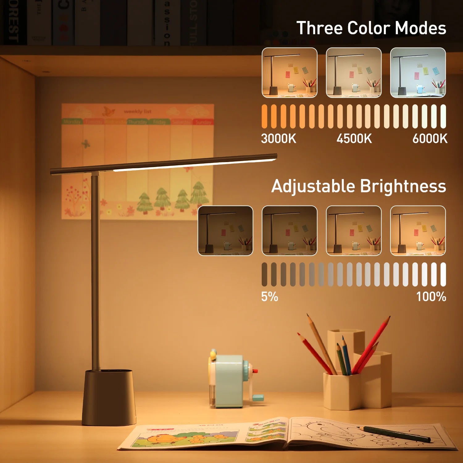 Baseus Smart Adaptive Desk Lamp — Auto Dimming, Full Spectrum, Rechargeable