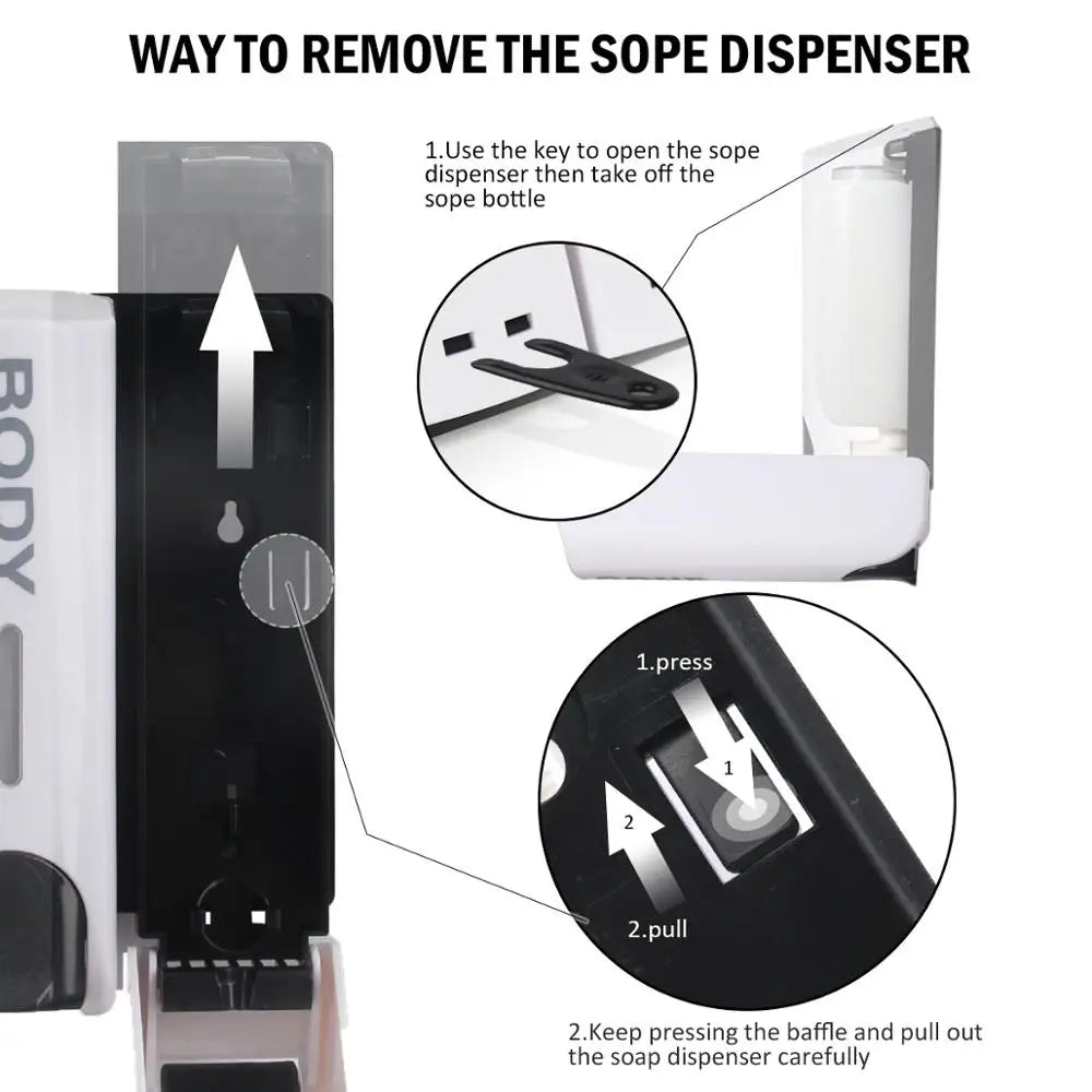 350ml Wall-Mount Soap Dispenser — Single, Double or Triple, ABS, CE Certified