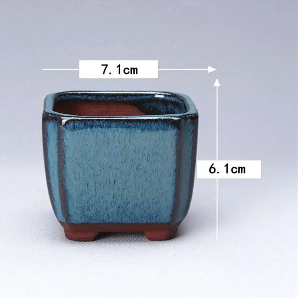 Chinese Style Bonsai Pot – Breathable Glazed Stoneware Planter with Drainage