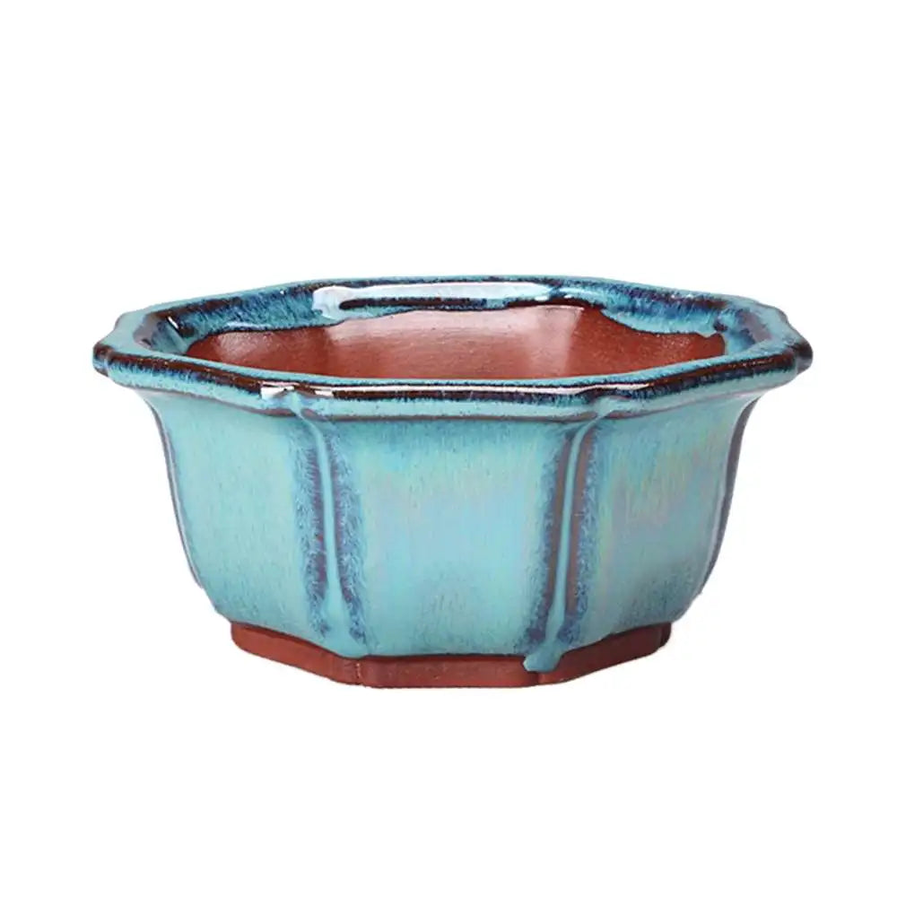 Chinese Style Bonsai Pot – Breathable Glazed Stoneware Planter with Drainage