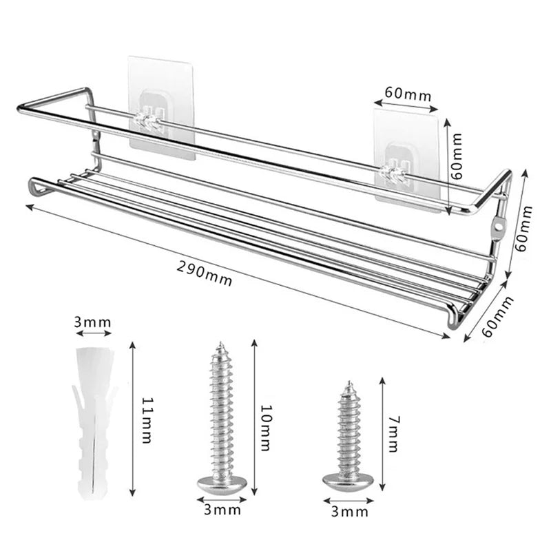 Wall-Mount Metal Spice Rack Organizer — Space-Saving, Drill or Adhesive