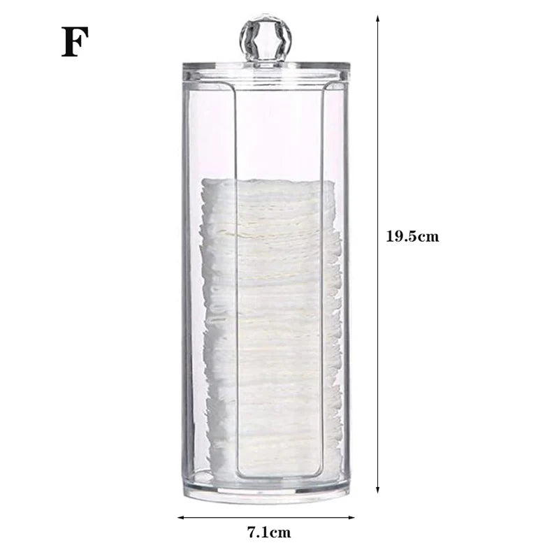 Clear Plastic Makeup Organizer Box with Lid — Cotton Swab & Pad Holder