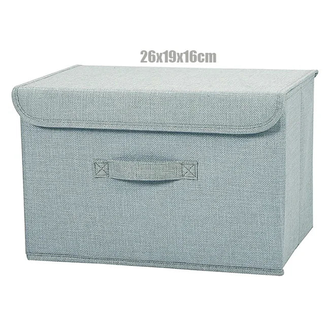Foldable Cotton Linen Storage Basket with Lid
