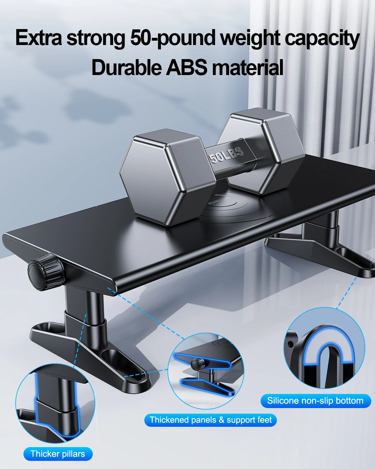 Height-Adjustable Monitor Stand Riser with USB Hub & Phone Holder