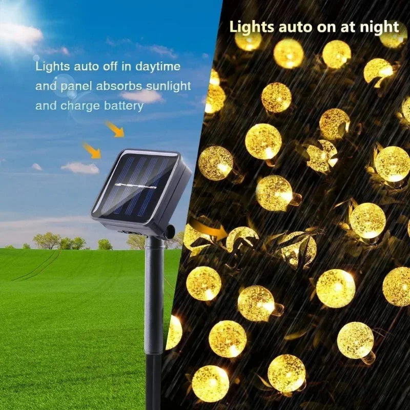 Solar Crystal Globe Fairy Lights — Waterproof, Garden & Party Decor