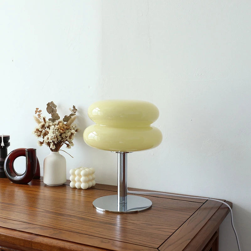 Macaron Glass Bedside Table Lamp — Trichromatic Dimming, Eye Protection