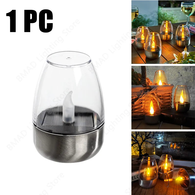 Solar Powered Flameless LED Candle Lamp — Outdoor Waterproof Night Light