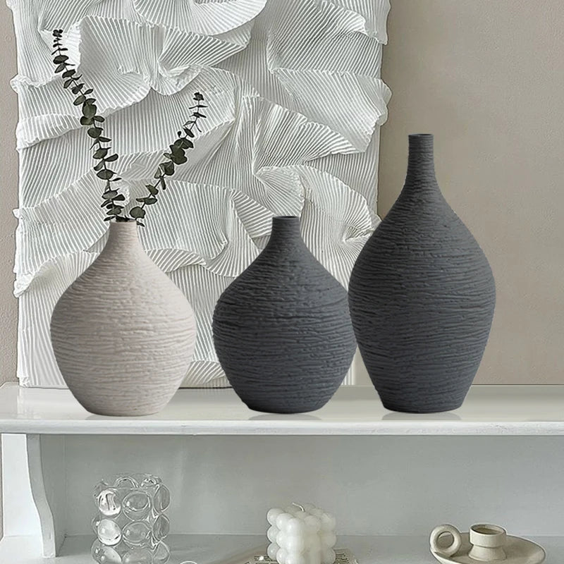 Nordic Narrow-Neck Ceramic Vase — Small or Large