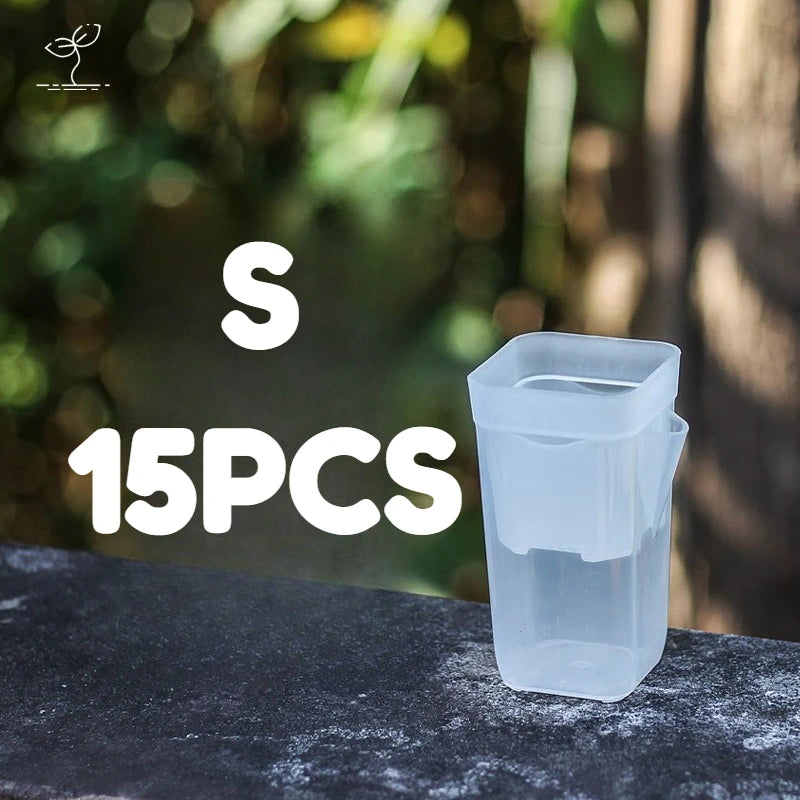 15pcs Self Watering Plant Pots Mini Seedlings Pots Flowerpot Translucent Plastic Planters Plant Propagation Pot with Reservoir