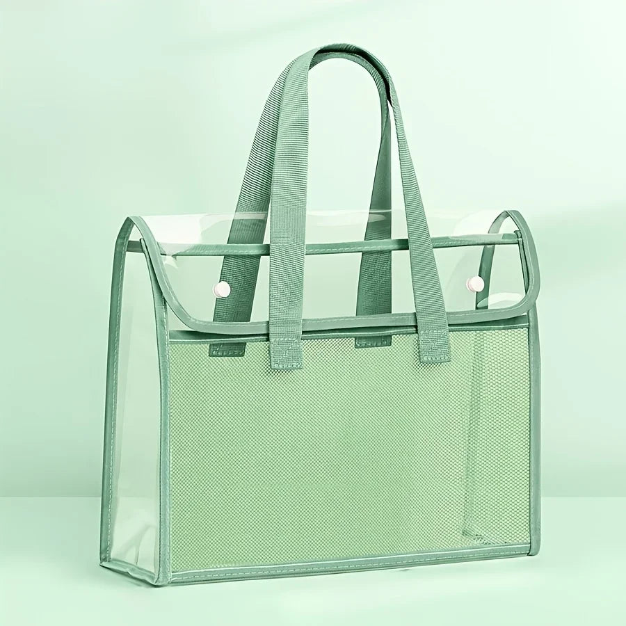Transparent PVC Expandable File Storage Bag — Waterproof Handheld Folder