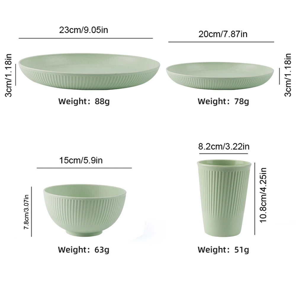 Nordic Wheat Straw Plastic Bowls — Shatter-Resistant, Set of 4