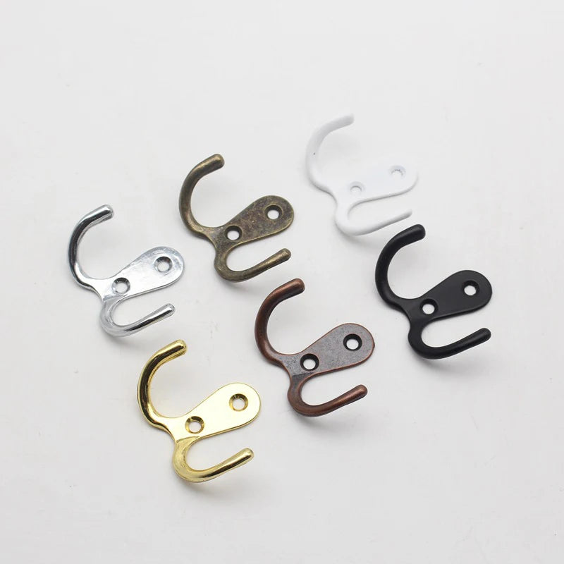 Retro Zinc Alloy Wall Hook — Single or Double Prong for Coats, Bags & Towels