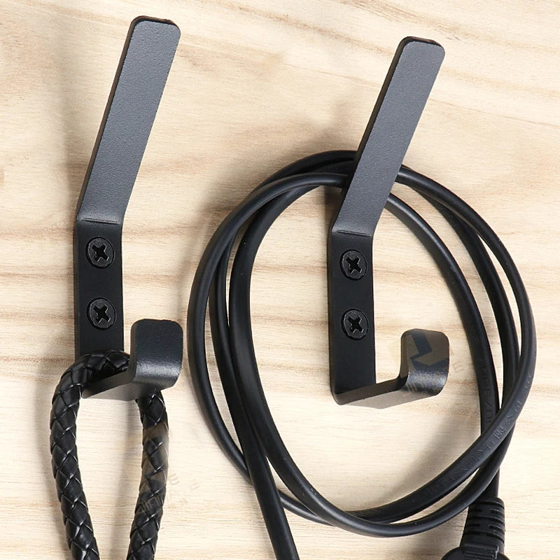 Heavy-Duty Black Metal Wall Hook — Coat, Towel & Bag Hanger