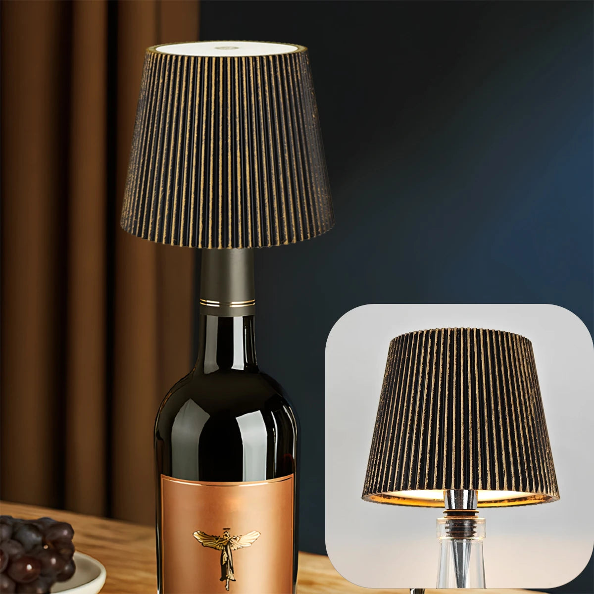Wireless Wine Bottle LED Lamp — Touch Dimming, USB Rechargeable
