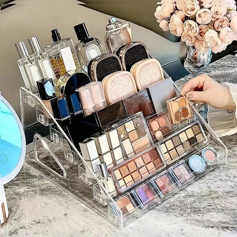 7-Floor Acrylic Staircase Display Rack — Transparent Multi-Layer Organizer
