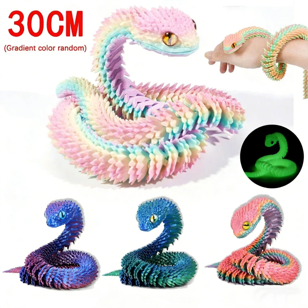 3D Printed Articulated Snake Figurine — 30 cm Chinese Zodiac Collectible