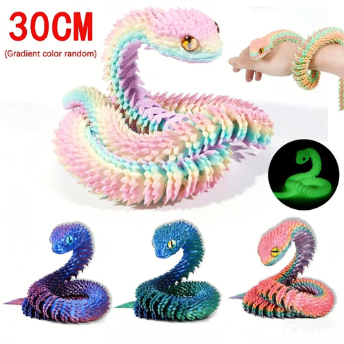 3D Printed Articulated Snake Figurine — 30 cm Chinese Zodiac Collectible