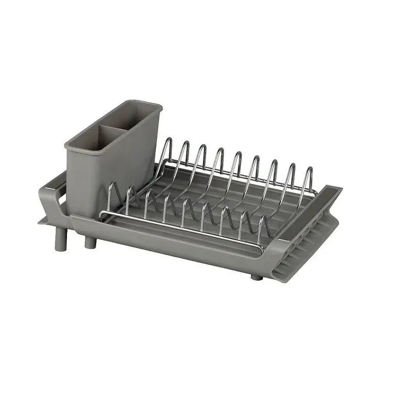 Expandable Small Dish Drainer Rack — with Removable Cutlery Holder