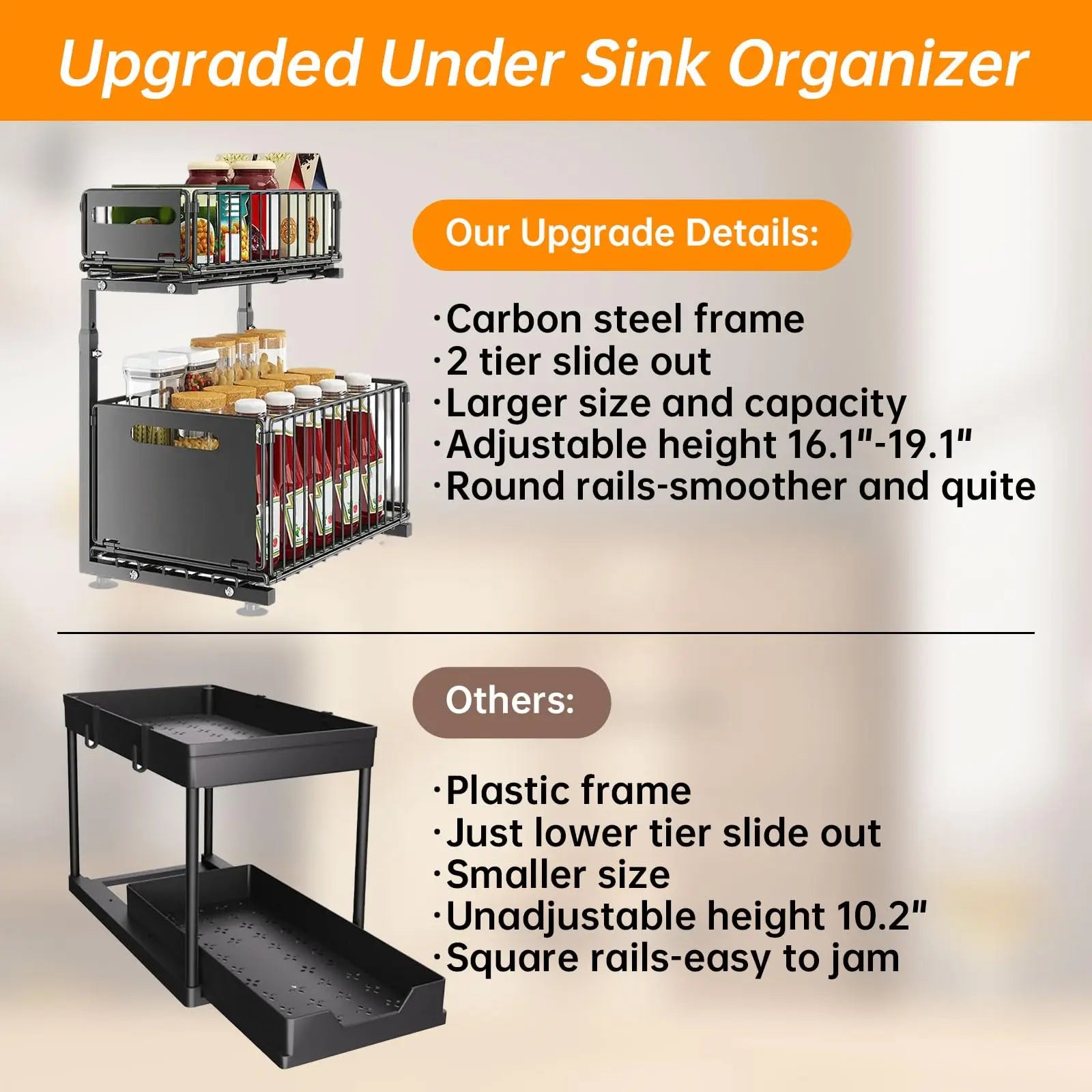 2-Tier Adjustable Pull-Out Under Sink Organizer