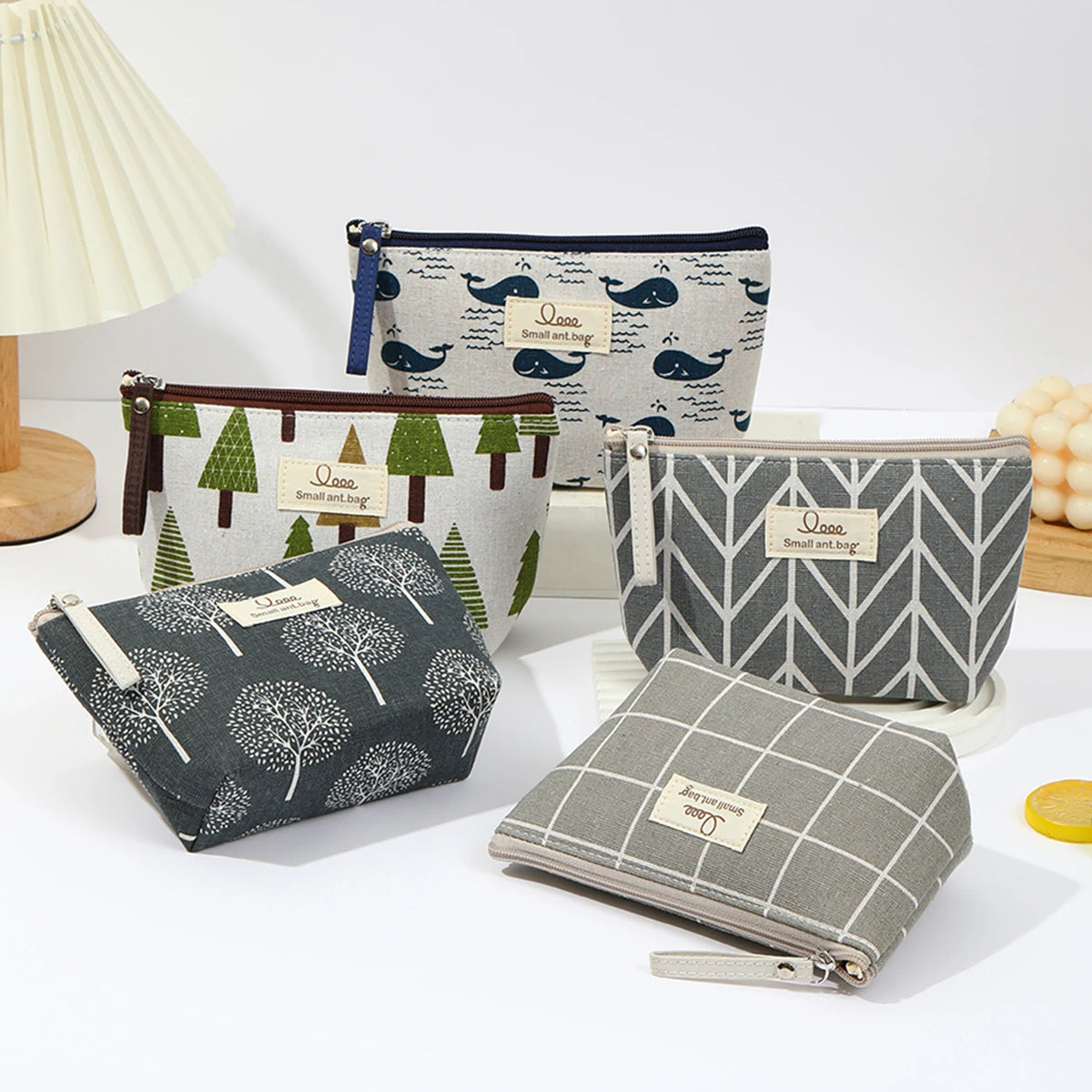 Canvas Travel Makeup & Pencil Case — Compact Zipper Pouch, 15×12×6cm