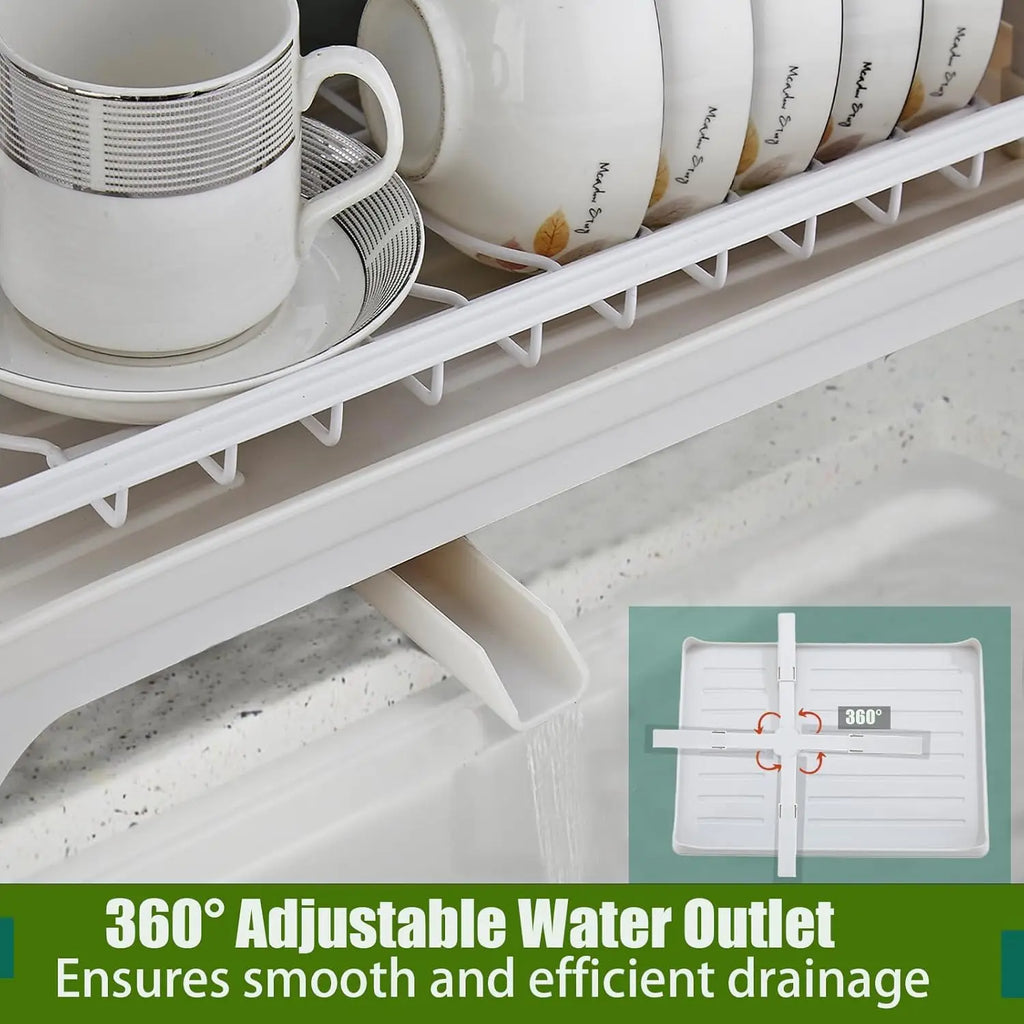 2-Tier Dish Drying Rack with Drainboard — Self-Draining, Rustproof