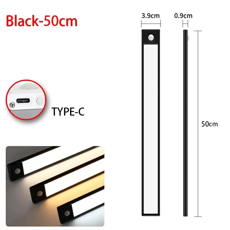 Wireless Motion Sensor Under-Cabinet Light — USB Rechargeable, Aluminium