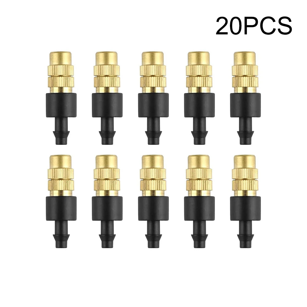 Adjustable Brass Micro Garden Sprinklers – 1/4" Atomizer Nozzles for Drip Irrigation (10 pcs)