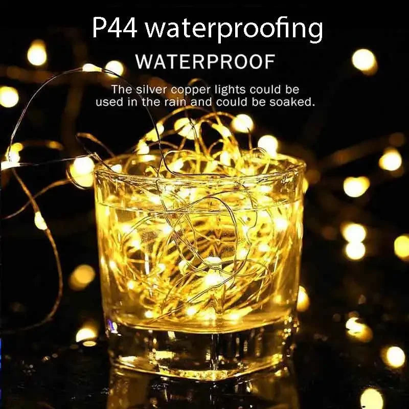 Solar Outdoor Fairy String Lights — Waterproof, Dimmable
