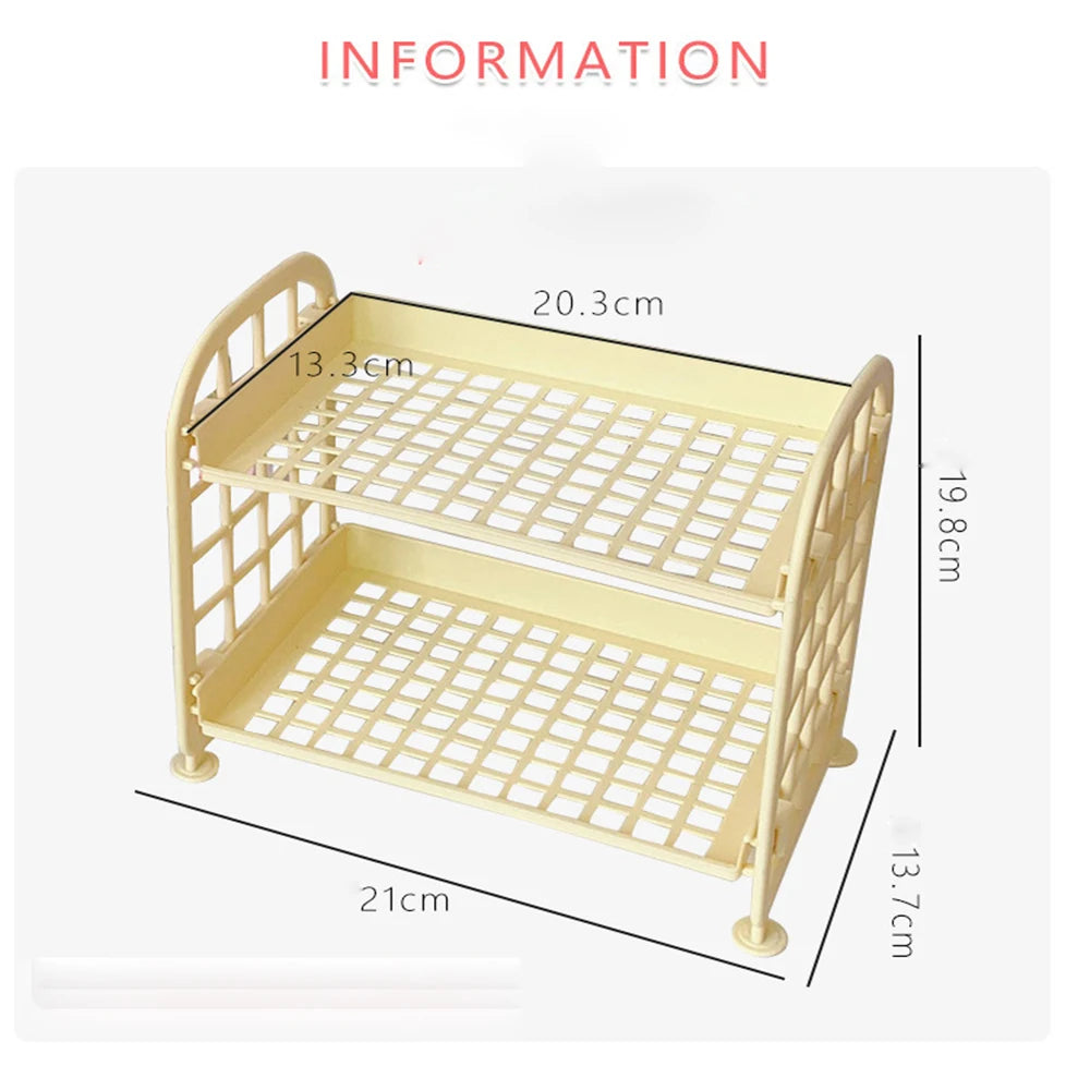Multi-Functional Plastic Desktop Storage Rack — 21 × 19.8 × 13.7 cm