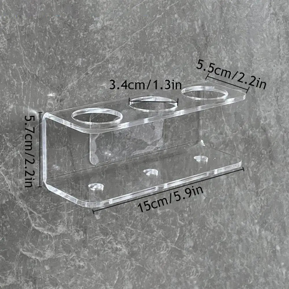 Acrylic Wall-Mount Toothbrush Holder — No-Drill, 2/3/4 Holes, Transparent