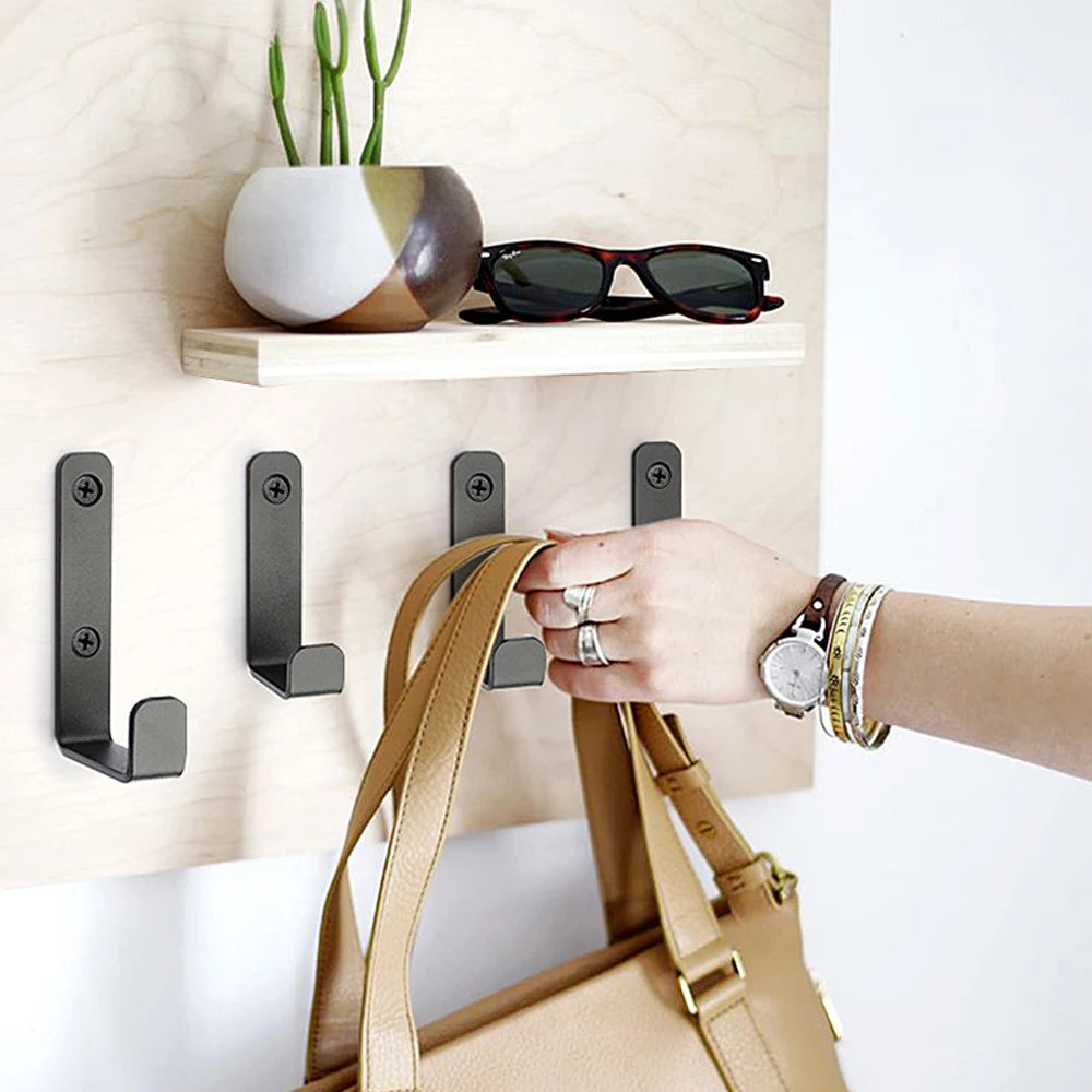 Heavy-Duty Black Metal Wall Hook — Coat, Towel & Bag Hanger