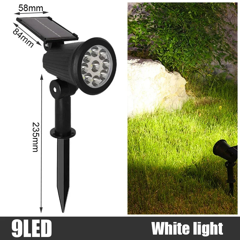 XIWANGFIRE Solar 9 LED Ground Spotlight – IP65 Adjustable Brightness Garden Light