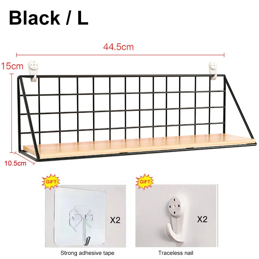 Metal & Wood Wall Spice Shelf — Kitchen Organizer, Modern Design